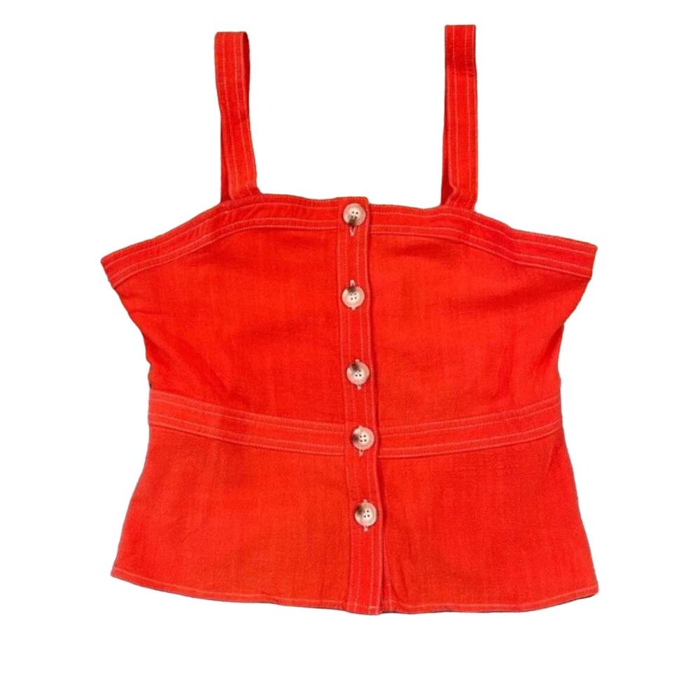 NWT Francesca's Harper Heritage Red/Orange Button Tank Top - SIZE MEDIUM